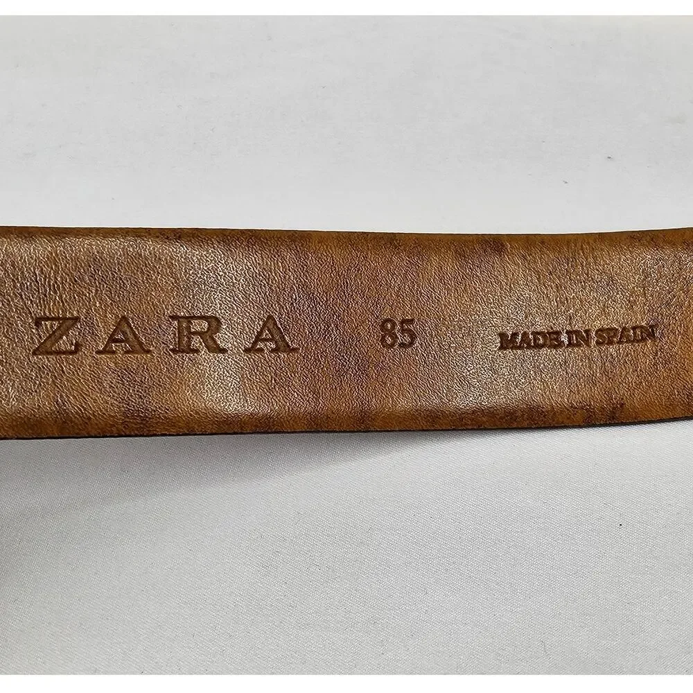 ZARA LEATHER BELT – SIZE 85CM (33-34) – MADE IN SPAIN – 40